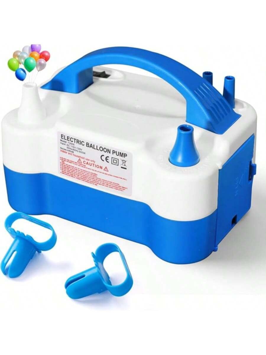 Easter Special Offer Electric Balloon Pump, Portable Automatic Dual Nozzle Inflator With Strapping Tool Suitable For Birthday Balloon Party Decoration BBalloon Machine Double Hole Inflation Pump