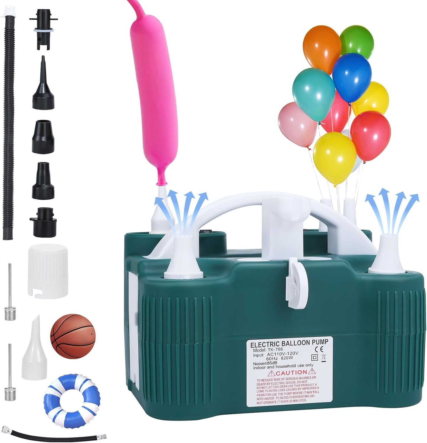Electric Balloon Pump, 4-in-1 Portable Electric Air Pump For Inflatables, Balloons And Sports Ball, Balloon Inflator For 260q, Foil, Latex Balloons And Pool Floats, Faster And Save Time