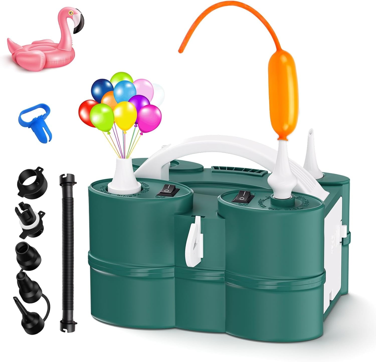 Electric Balloon Pump, Portable Electric Balloon Blower Machine Balloon Air Pump Dual Nozzle 110V 600W Balloon Inflator for Party Decorations