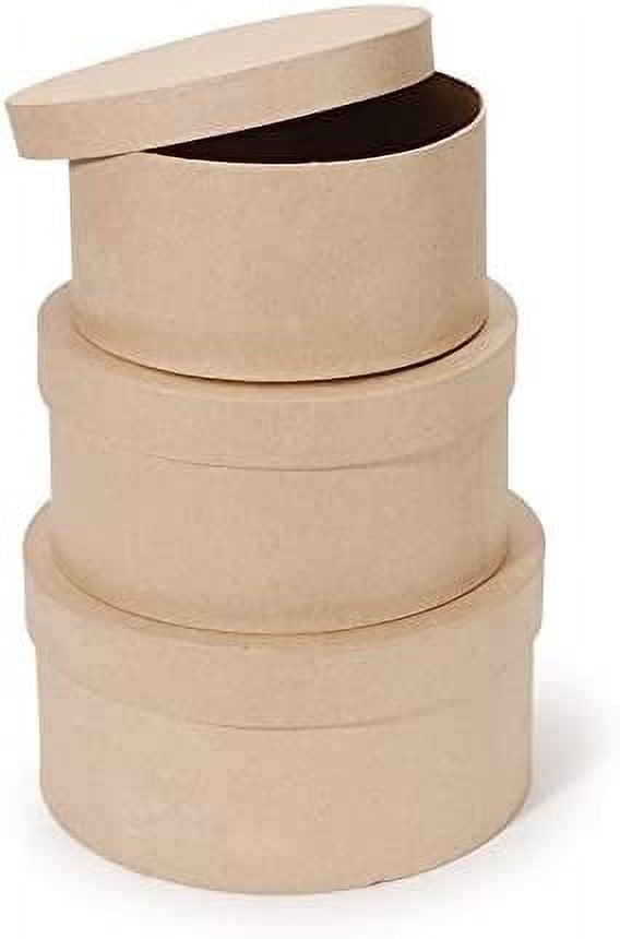Factory Direct Craft Unfinished Round Paper Mache Boxes Nested Set of 3