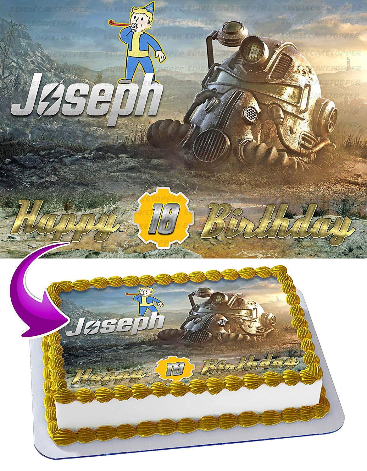 Fallout 76 - Edible Cake Topper - 11.7 x 17.5 Inches 1/2 Sheet rectangular