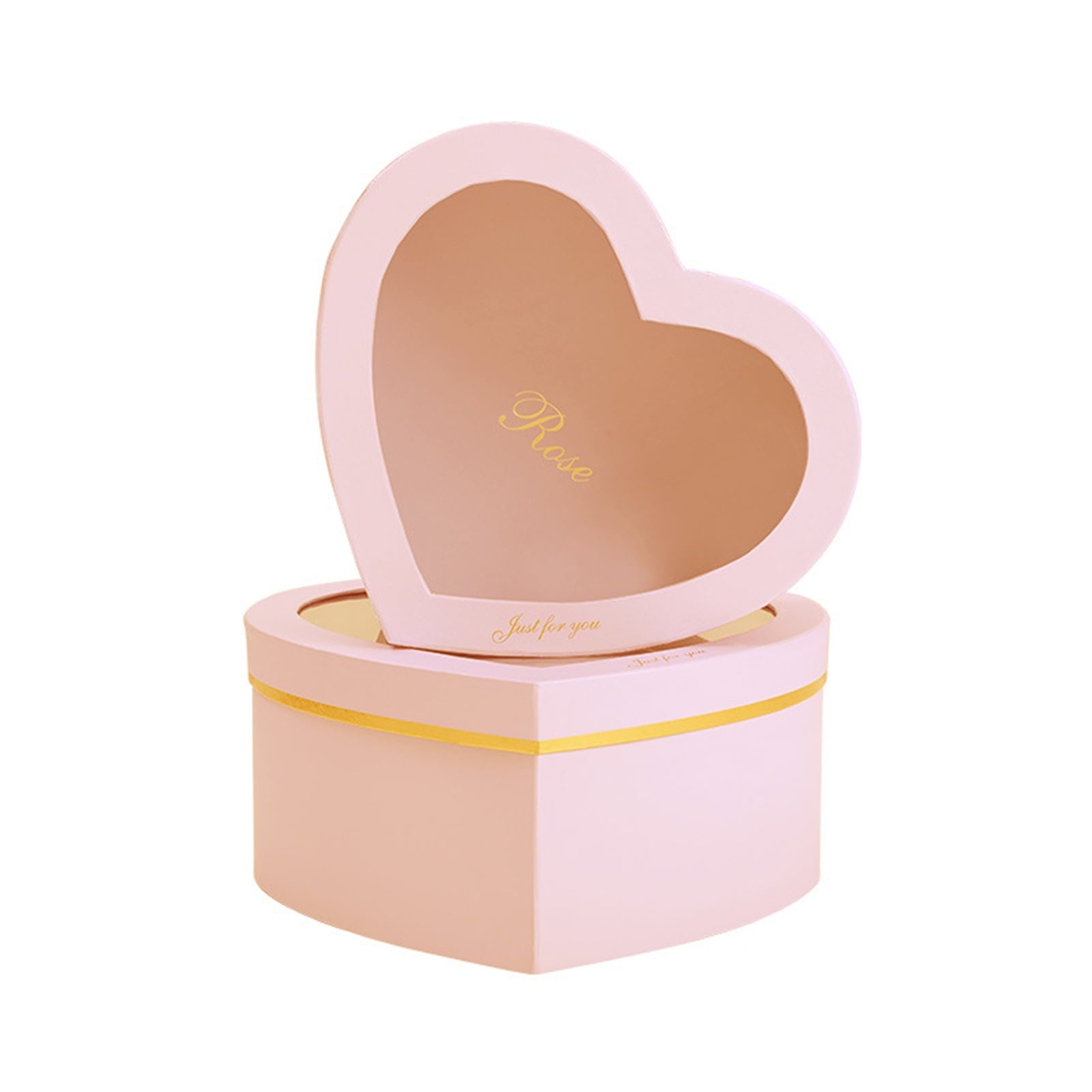 Farfi 2Pcs/Set Flower Box Heart Shaped Hot Stamping Paper Florist Packaging Rose Gift Case for Party (Black)