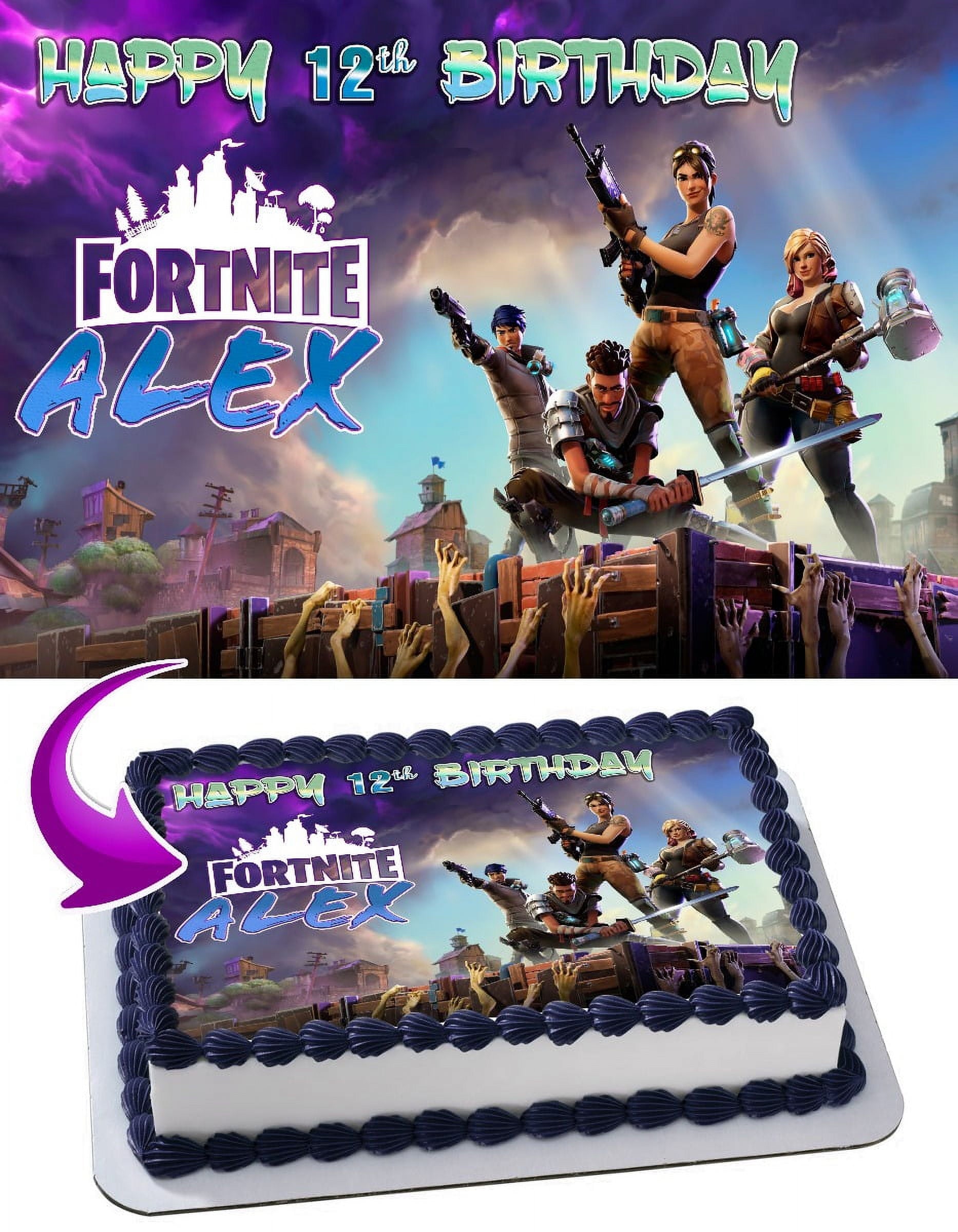Fortnite Battle Royale - Edible Cake Topper - 11.7 x 17.5 Inches 1/2 Sheet rectangular