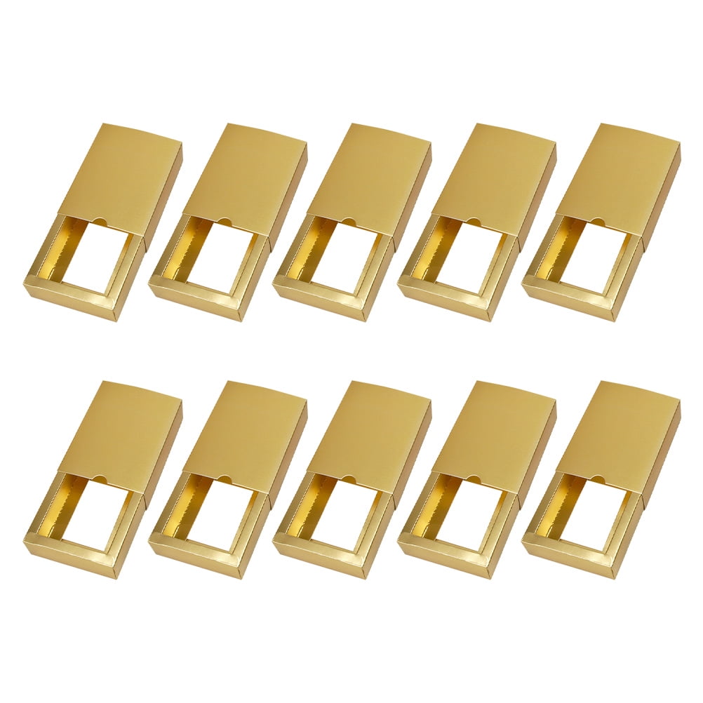 HEALEEP 10Pcs Golden Paper Drawer Type Wrapping Boxes for Presents and Households