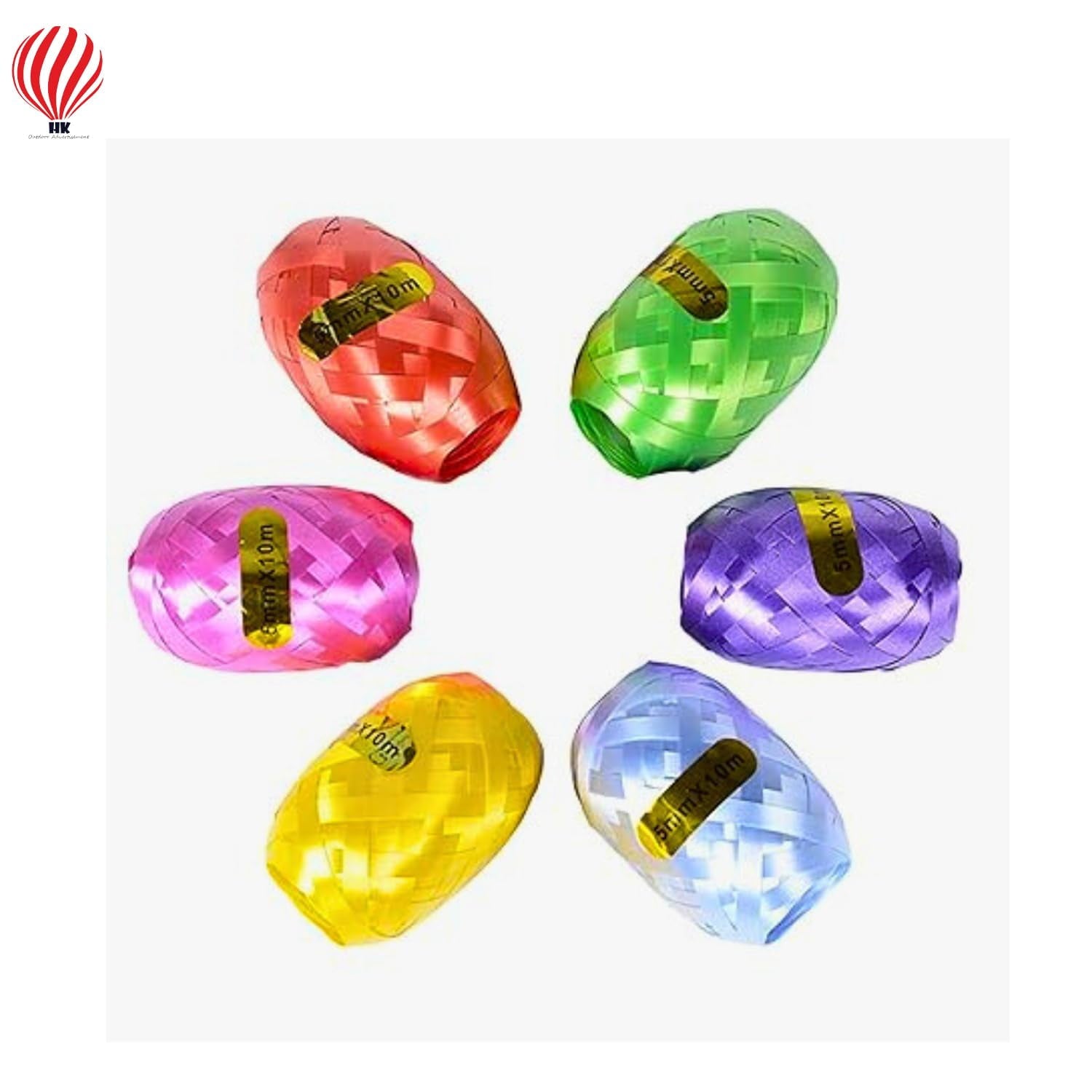 HK Balloons Multicolor 6 Pcs (5mm X 10m) Balloon Curling Ribbon Roll DIY Gifts Crafts Foil Curling For Wedding Birthday Gift Wrapping, Party Decoration,Baby Shower Party, Metallic Curling Ribbon