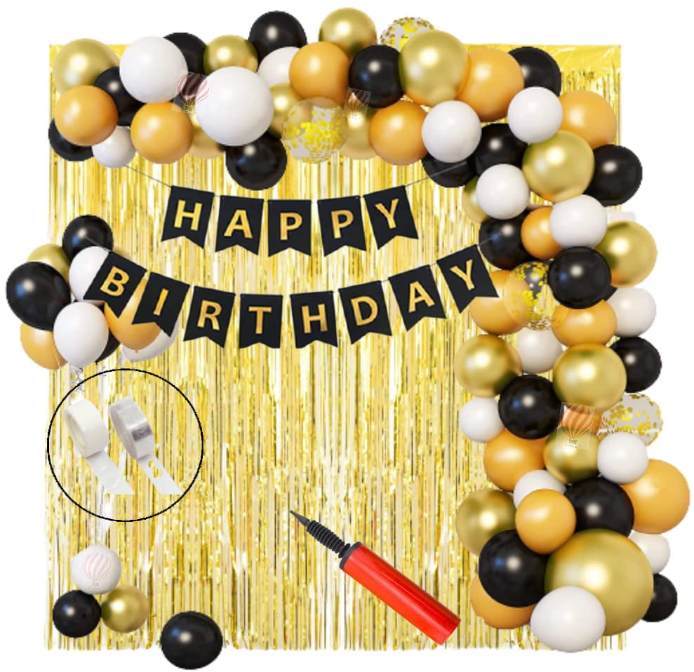 HK balloons 59pcs set Happy Birthday Banner balloon arch decoration items set with confetti balloon curtain pump for birthday decorations Items for Husband Wife Girls Boys