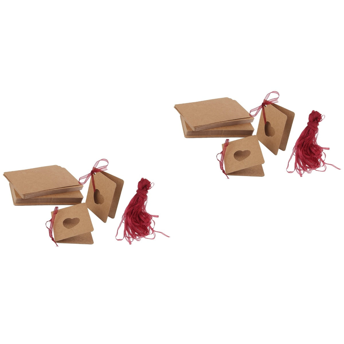300 pcs Tag Kraft Paper Hanging Tag with Red Rope Hollow-out Heart Shape Lable for Wedding Birthday Decoration