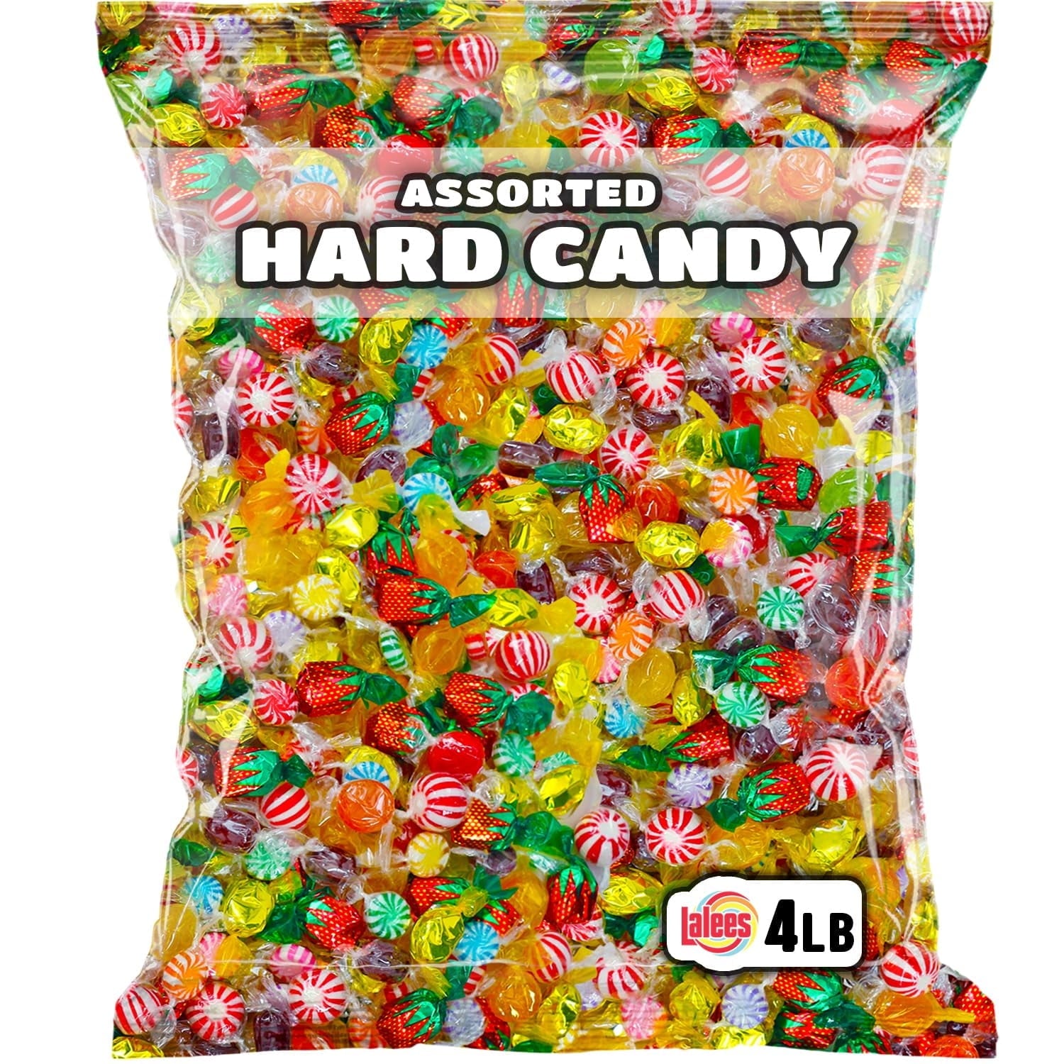 Hard Candy Mix - Assorted Candies - 4 Pounds - Bulk Sampler Candy - Lalees - Individually Wrapped Assortment