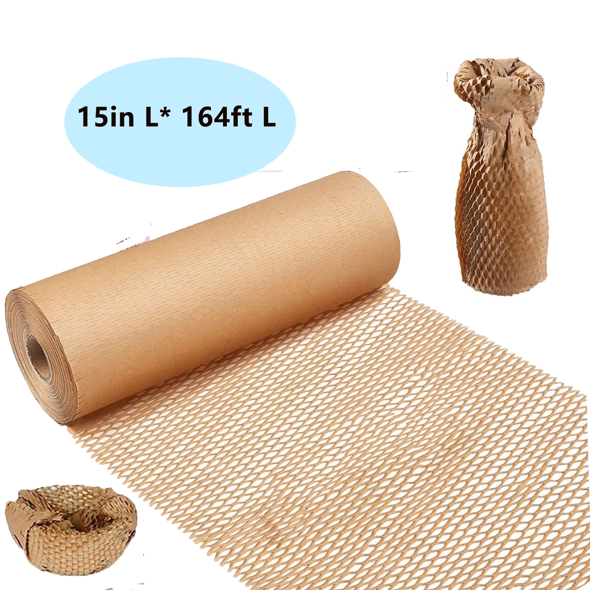Honeycomb Packing Paper,15in Wx 164ft L Bubble Cushioning Wrap for Moving,Biodegradable Gifts Wrapping Paper