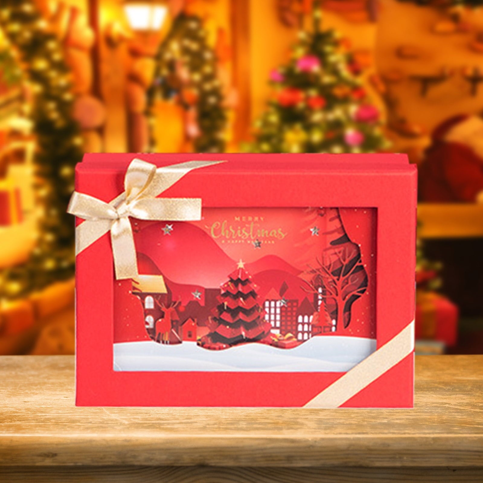 InsCrazy Christmas Deals New Christmas Girlfriend Gift Box With Lights Cute Christmas Eve Gift Box With Lights