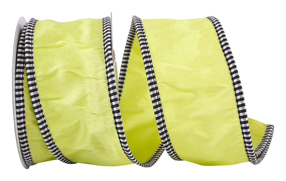 JAM Paper All Occasion Yellow Polyester Taffeta Gingham Ribbon, 360" x 2.5"