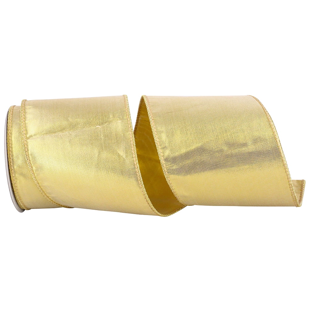 JAM Paper All Occasion Gold Nylon Luxury Ribbon, 10yd x 4in, 1/Pack