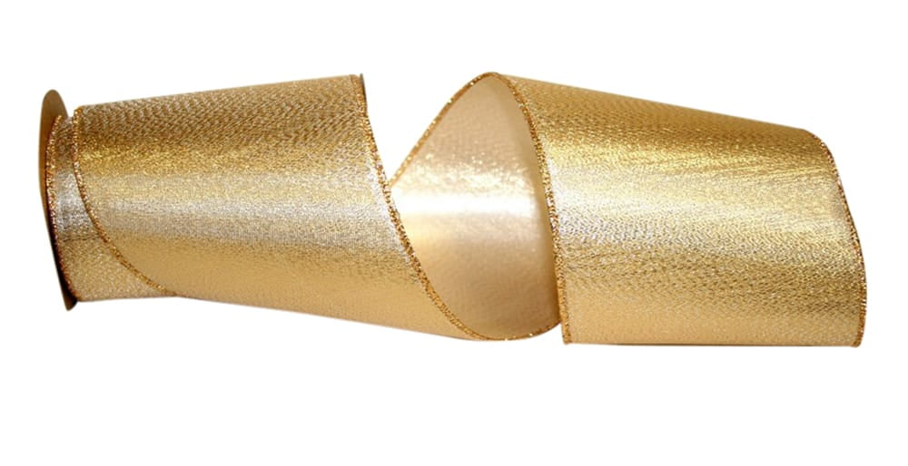 JAM Paper All Occasion Gold Polyester Metallic Christmas Ribbon, 10yd x 4in, 1/Pack