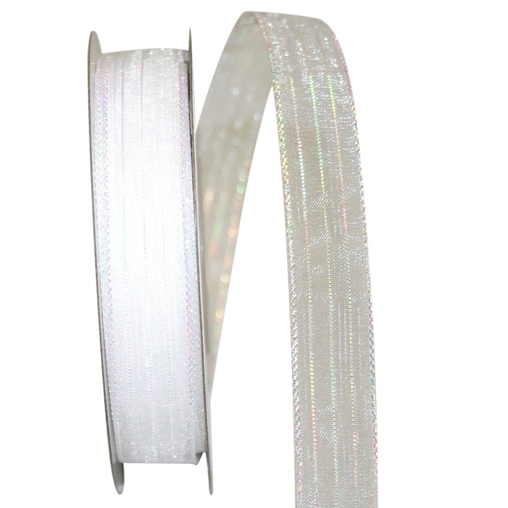JAM Paper All Occasion Silver Polyester Metallic Wired Corsage Ribbon, 900" x 0.62"