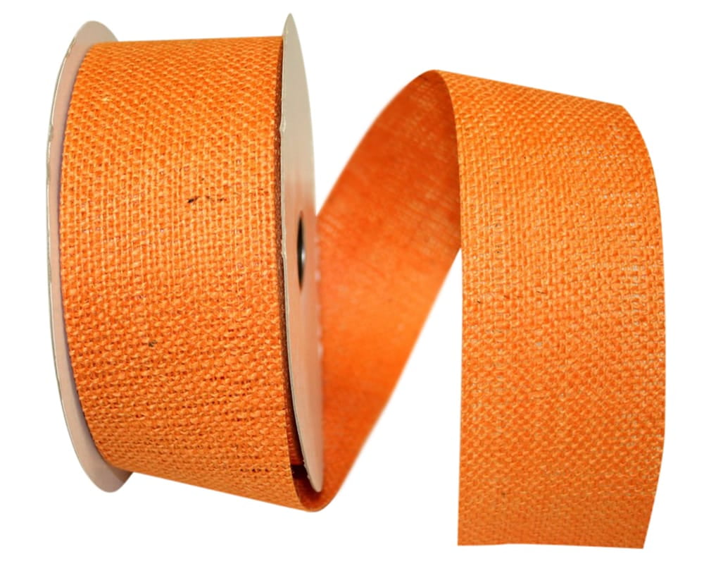 JAM Paper Burlap Orange Ribbon, 2.5in x 20yd, 1/Pack