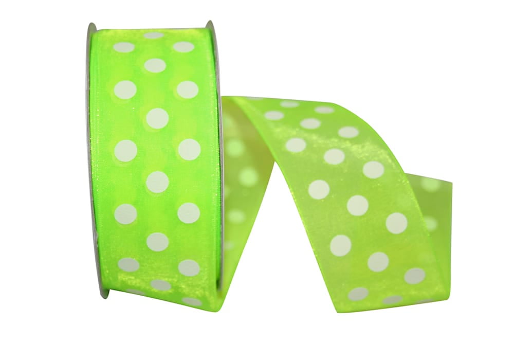 JAM Paper Grosgrain Polka Dot All Occasion White Polyester Ribbon, 1800" x 0.87"