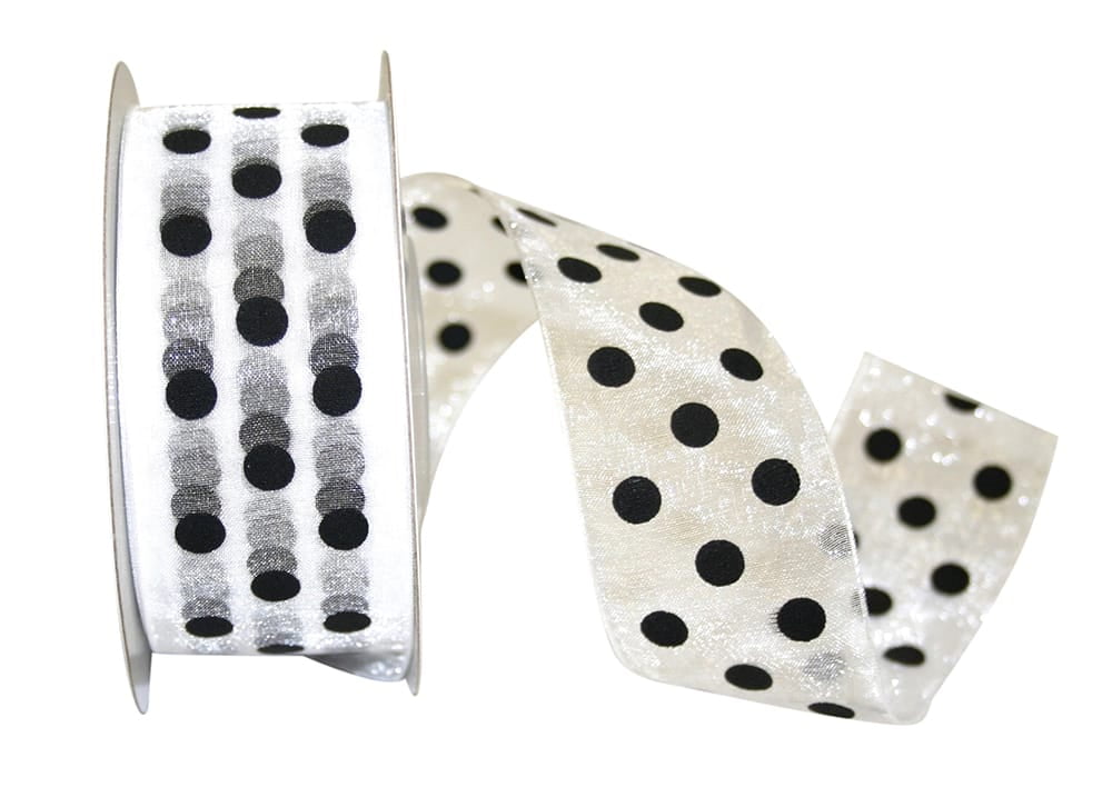JAM Paper Grosgrain Polka Dot All Occasion Apple Green Polyester Ribbon, 1800" x 0.87"