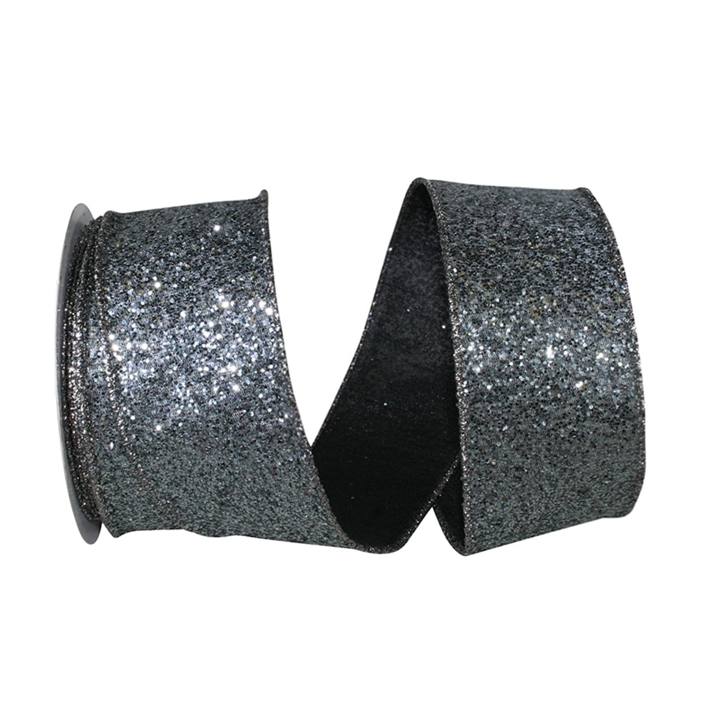 JAM Paper Christmas Dots Silver Polyester Ribbon, 10yd x 2.5in, 1/Pack