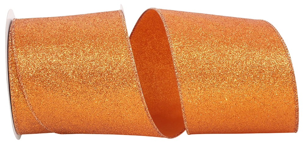 JAM Paper Glitter Christmas Lime Nylon Ribbon, 10yd X 4in, 1/Pack