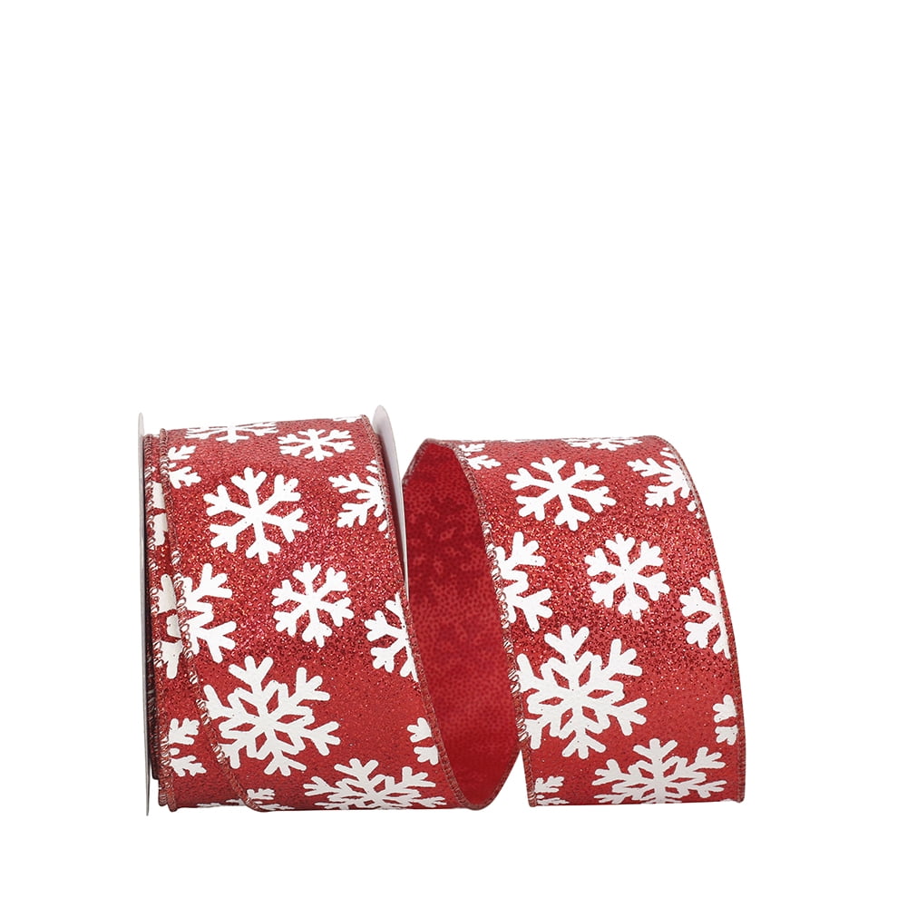 JAM Paper Glitter Christmas Lime Green Nylon 'Ho Ho Ho' Ribbon, 10yd x 2.5in, 1/Pack