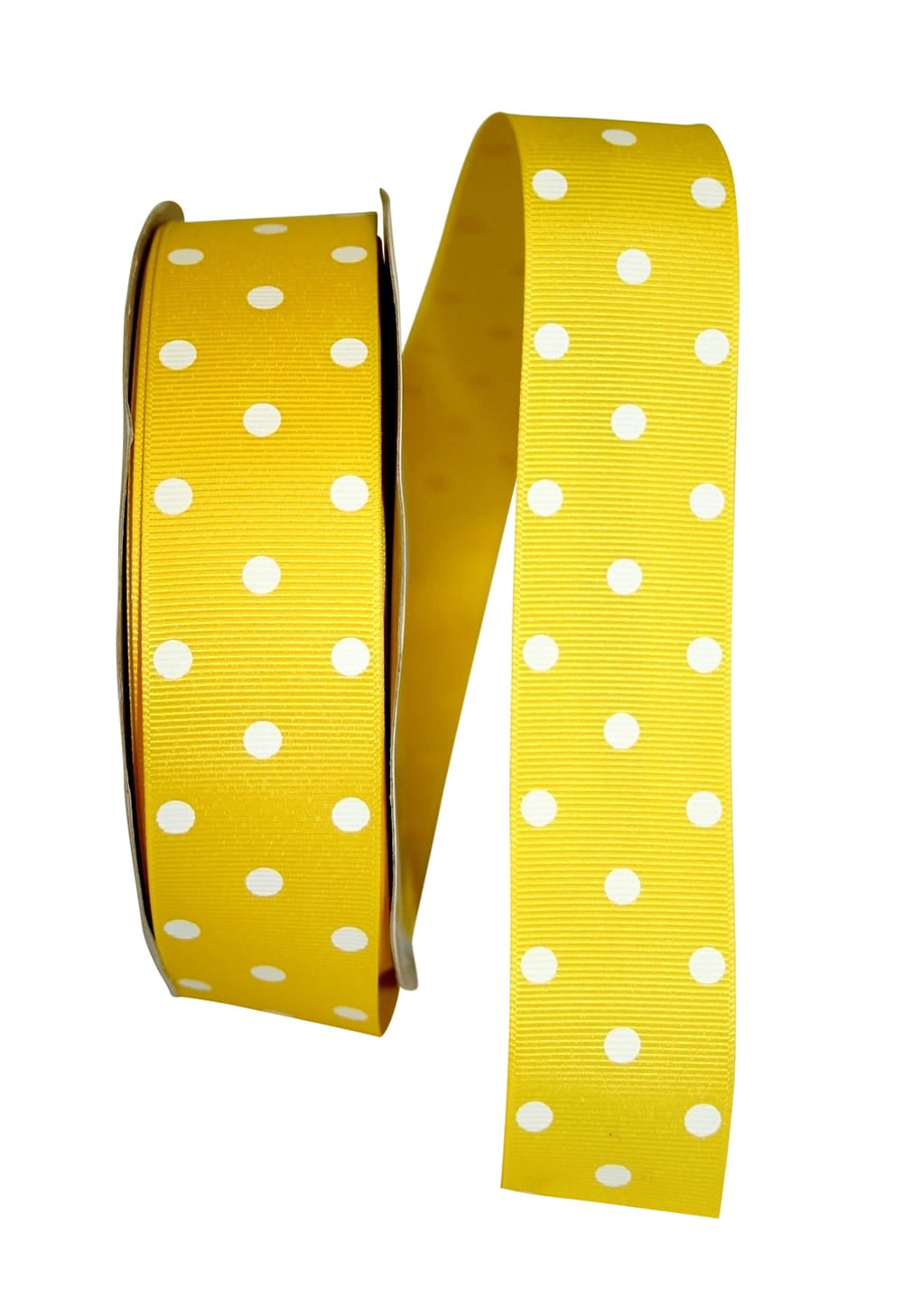 JAM Paper Grosgrain Polka Dot All Occasion Lemon Yellow Polyester Ribbon, 1800" x 1.5"