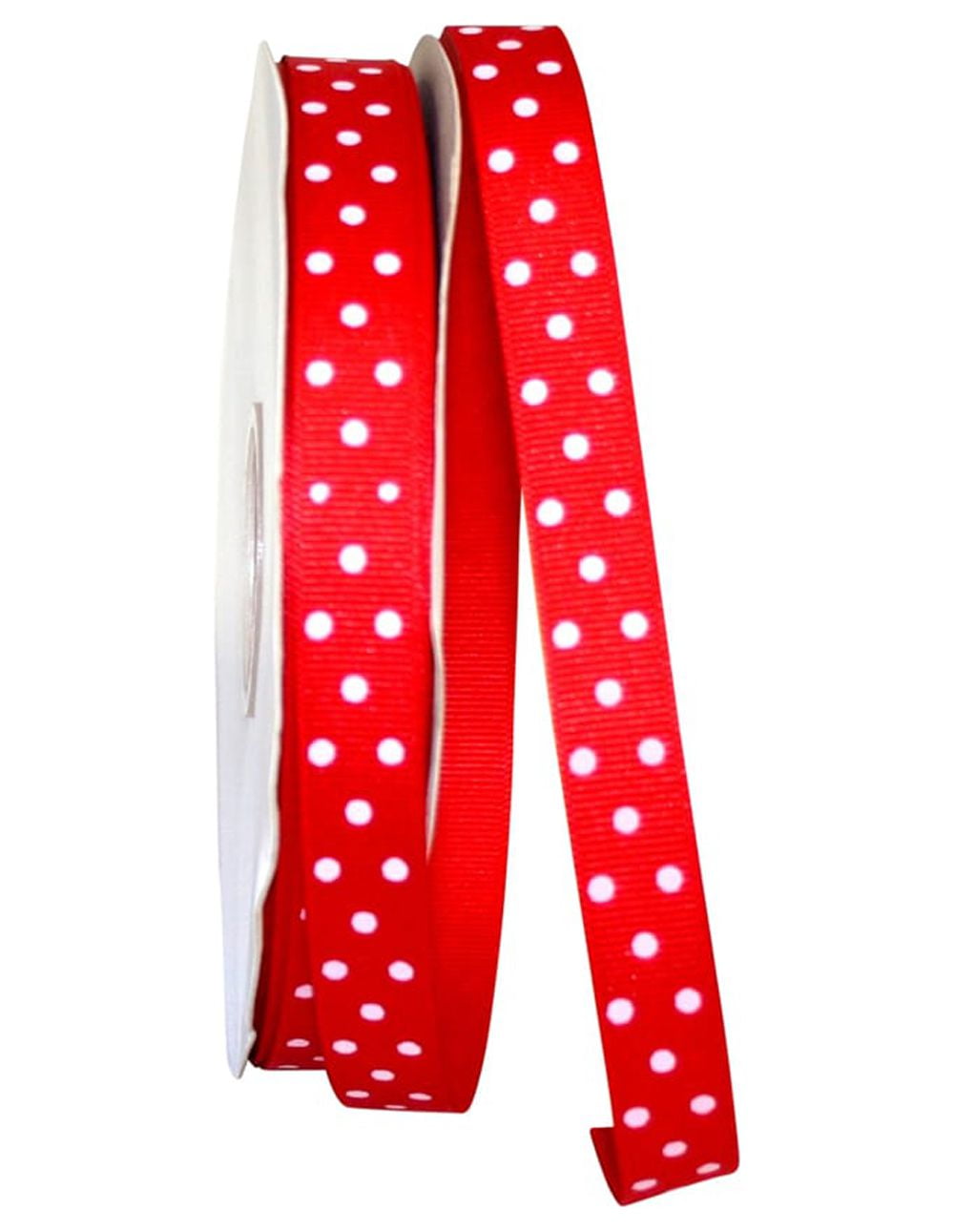 JAM Paper All Occasion Pink Polyester Grosgrain Polka Dot Ribbon, 900" x 0.62"