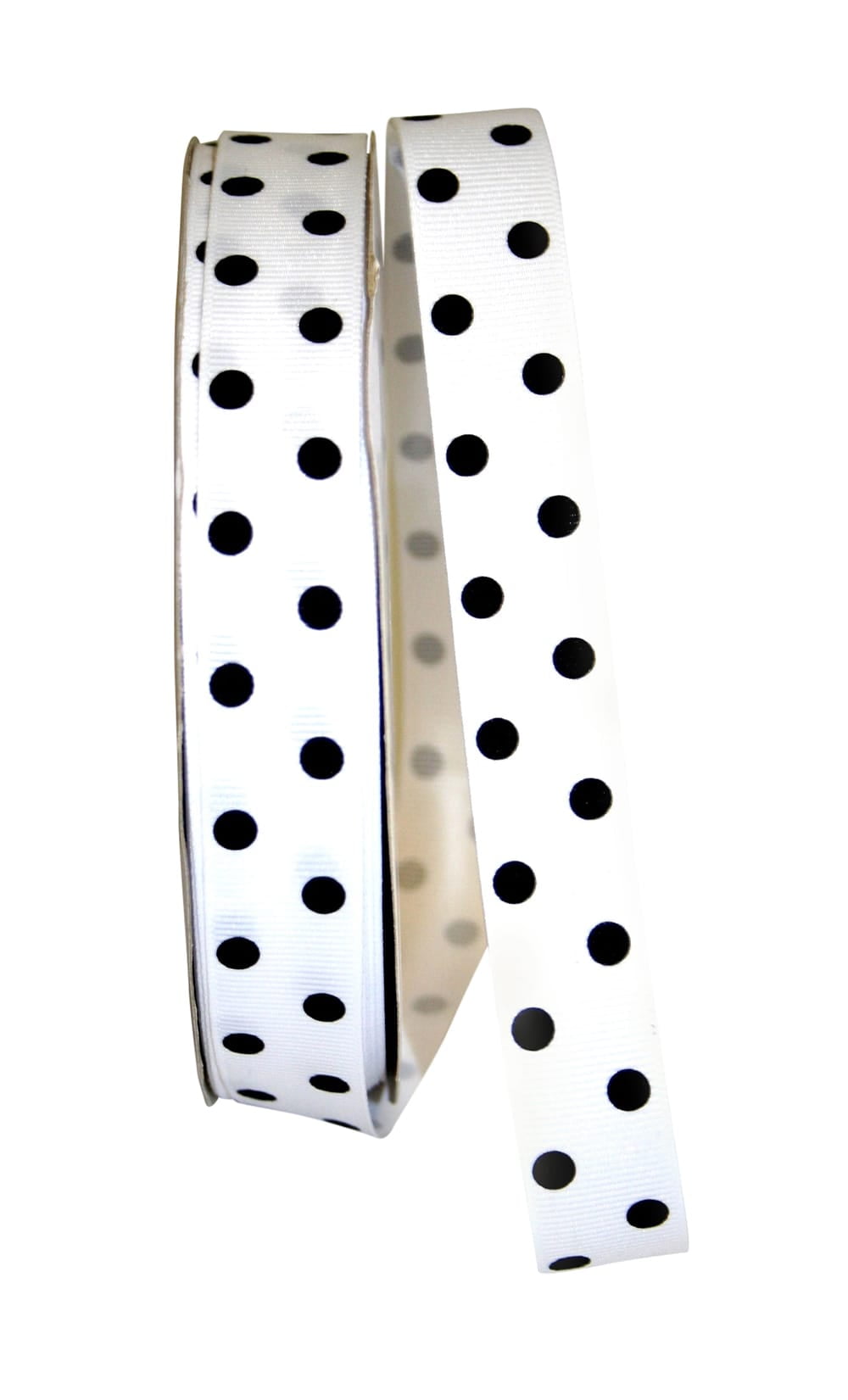 JAM Paper Grosgrain Polka Dot All Occasion White Polyester Ribbon, 1800" x 0.87"