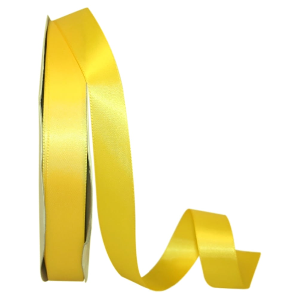 JAM Paper Satin Double Face Yellow Gold Polyester Ribbon, 1800" x 1.5"