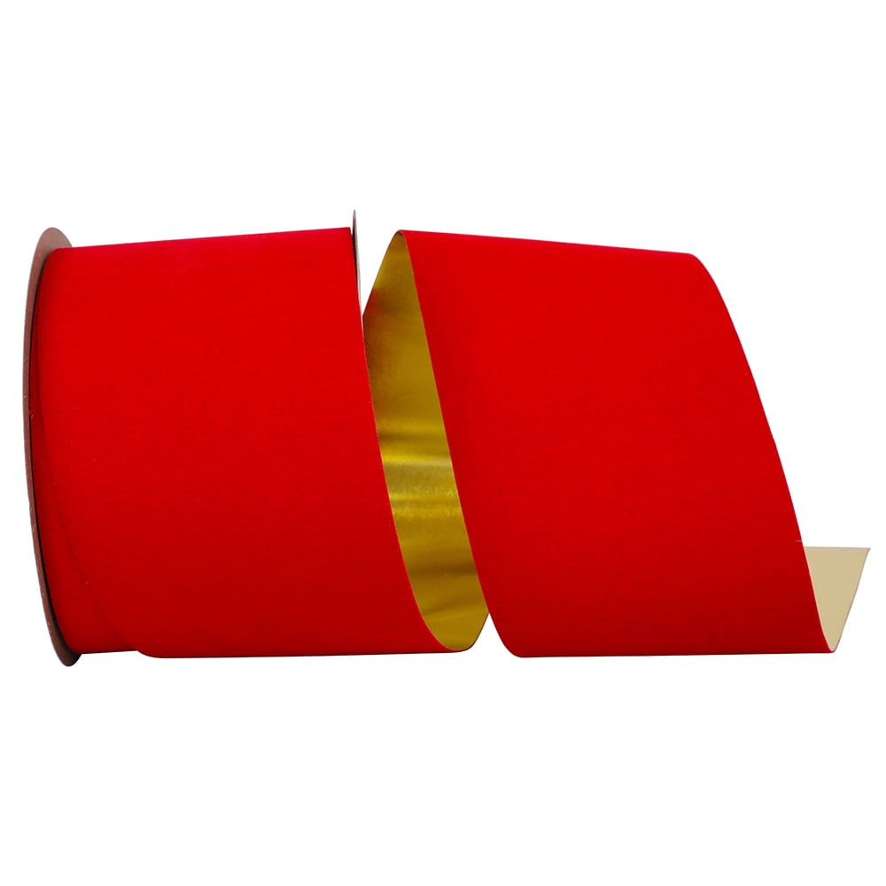 JAM Paper Velvet Christmas Medium Red Nylon Ribbon, 100yd x 1.37in, 1/Pack