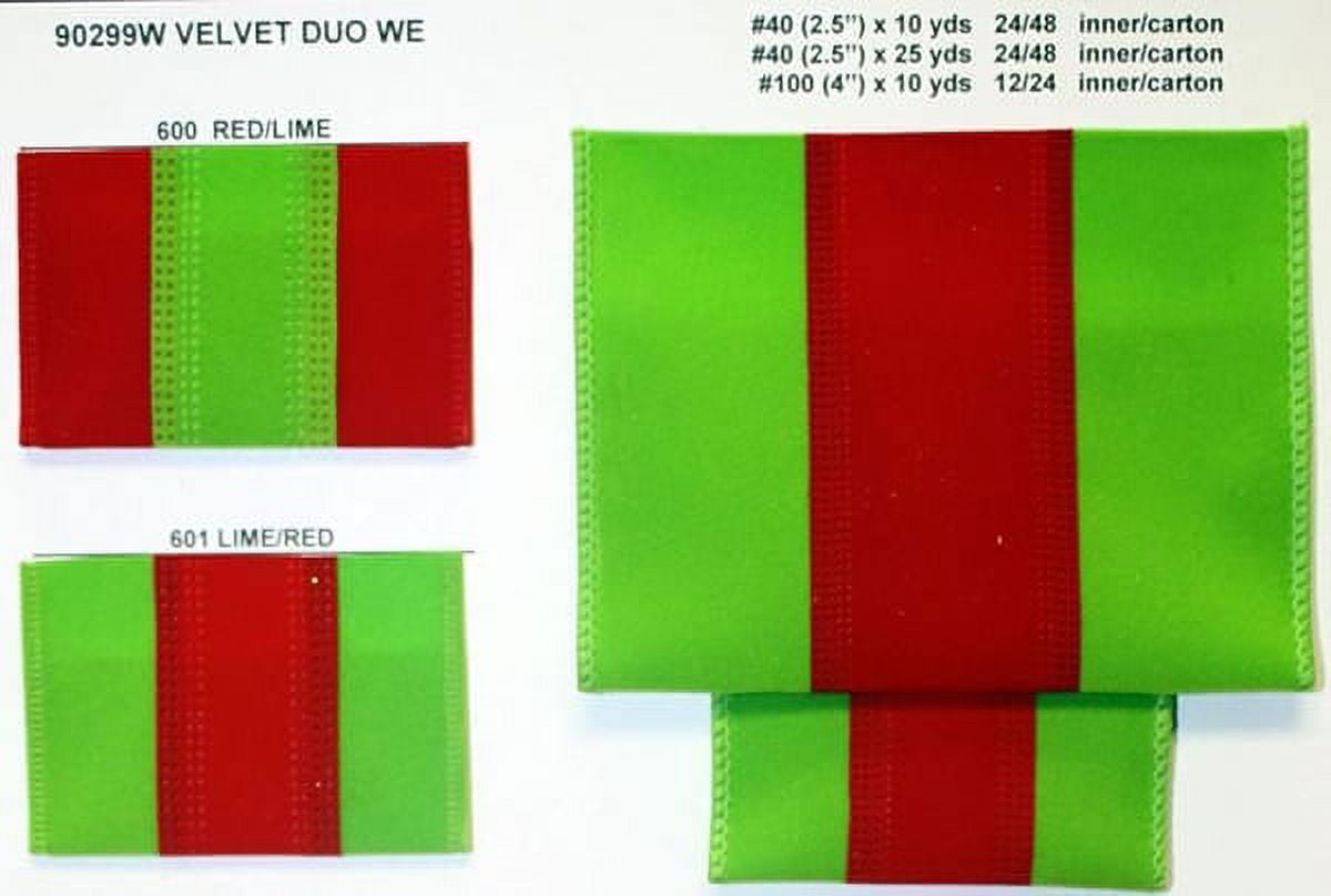 JAM Paper Velvet Christmas Multi-color Polyester Ribbon, 10yd x 2.5in, 1/Pack