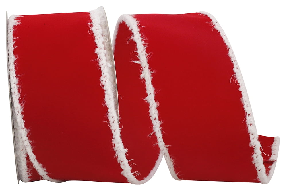 JAM Paper Velvet Christmas Scarlet Red Polyester Ribbon, 10yd x 2.5in, 1/Pack