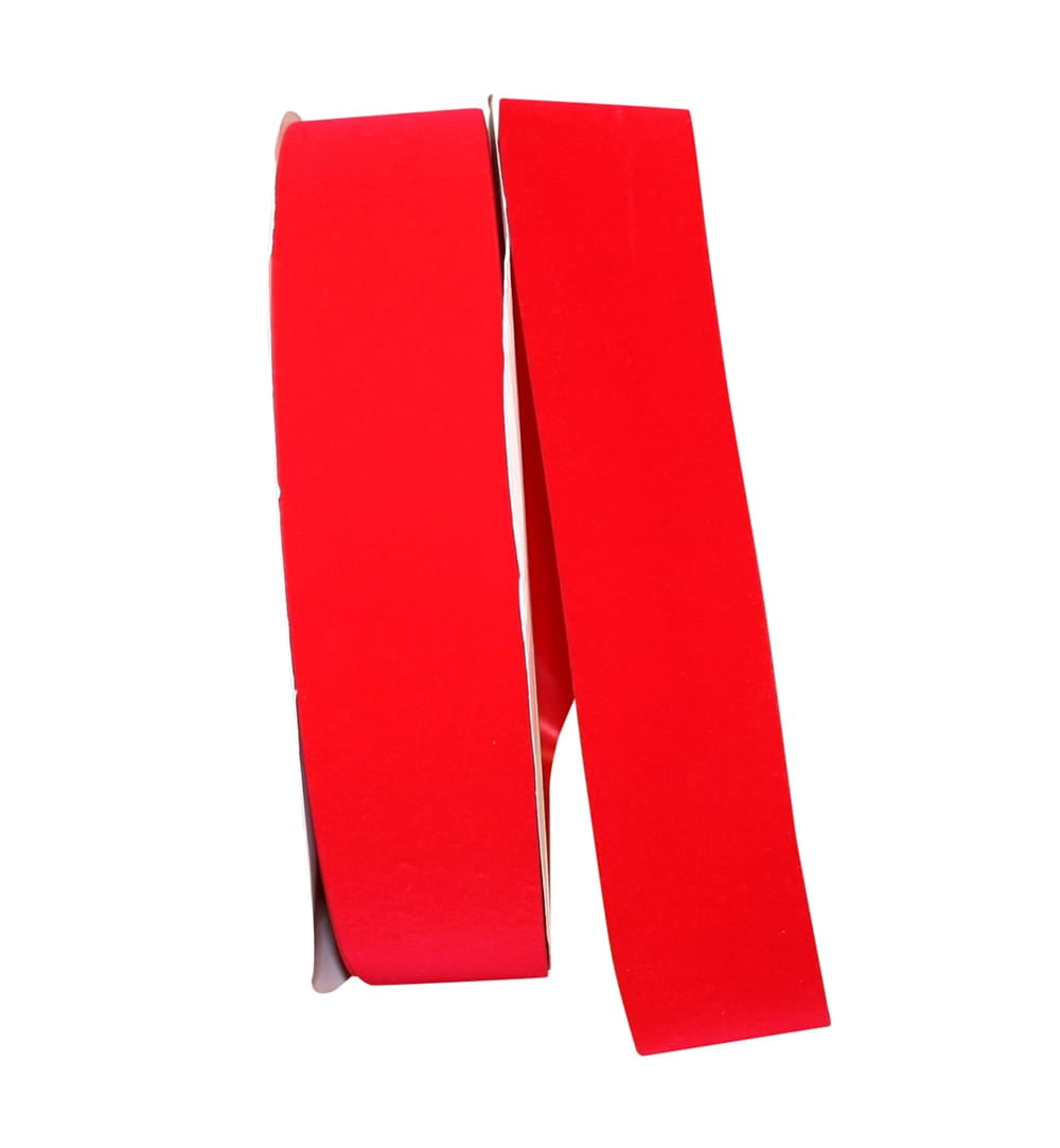 JAM Paper Velvet Christmas Scarlet Red Polyester Ribbon, 10yd x 2.5in, 1/Pack
