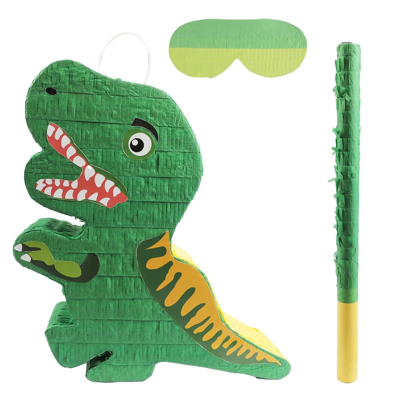 JBeeCtrl Dinosaur Pinata for Boys Bundle with a Blindfold and Bat (16.1x13.4x3.5 Inches), T-Rex Dino Pinata for Boys Kids Birthday Parties, Decorations