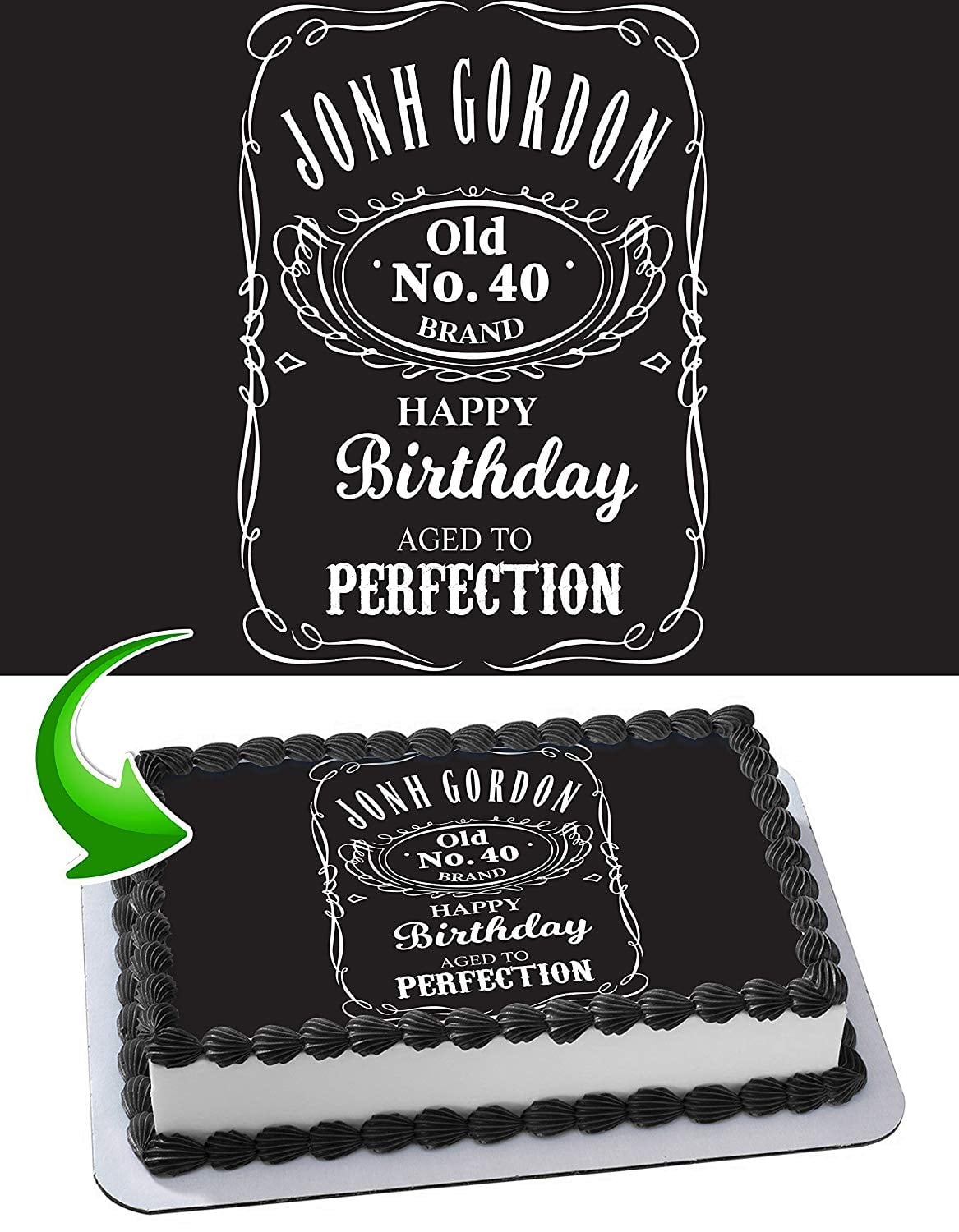 Jack Daniel's - Edible Cake Topper - 11.7 x 17.5 Inches 1/2 Sheet rectangular