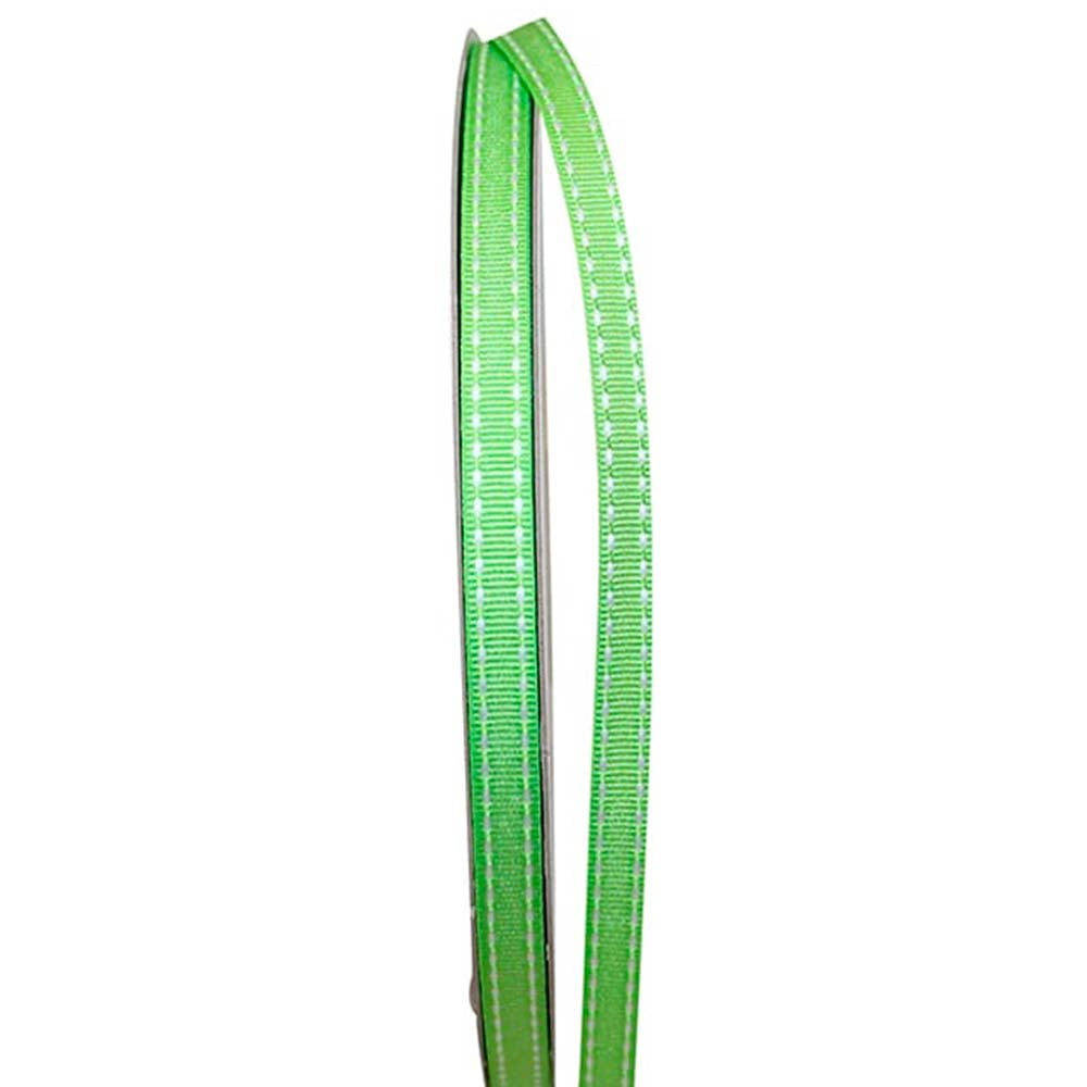 Jam Grosgrain Ribbon, 3/8 In X 50 Yards, 2/Pack, Lime Green, Saddle Stitch