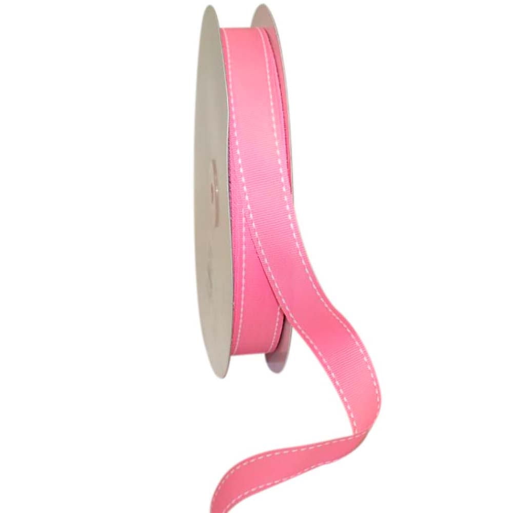 Jam Paper Grosgrain Saddle Stitch Ribbon, 7/8 Inches X 50 Yards, Pink, Sold Individually