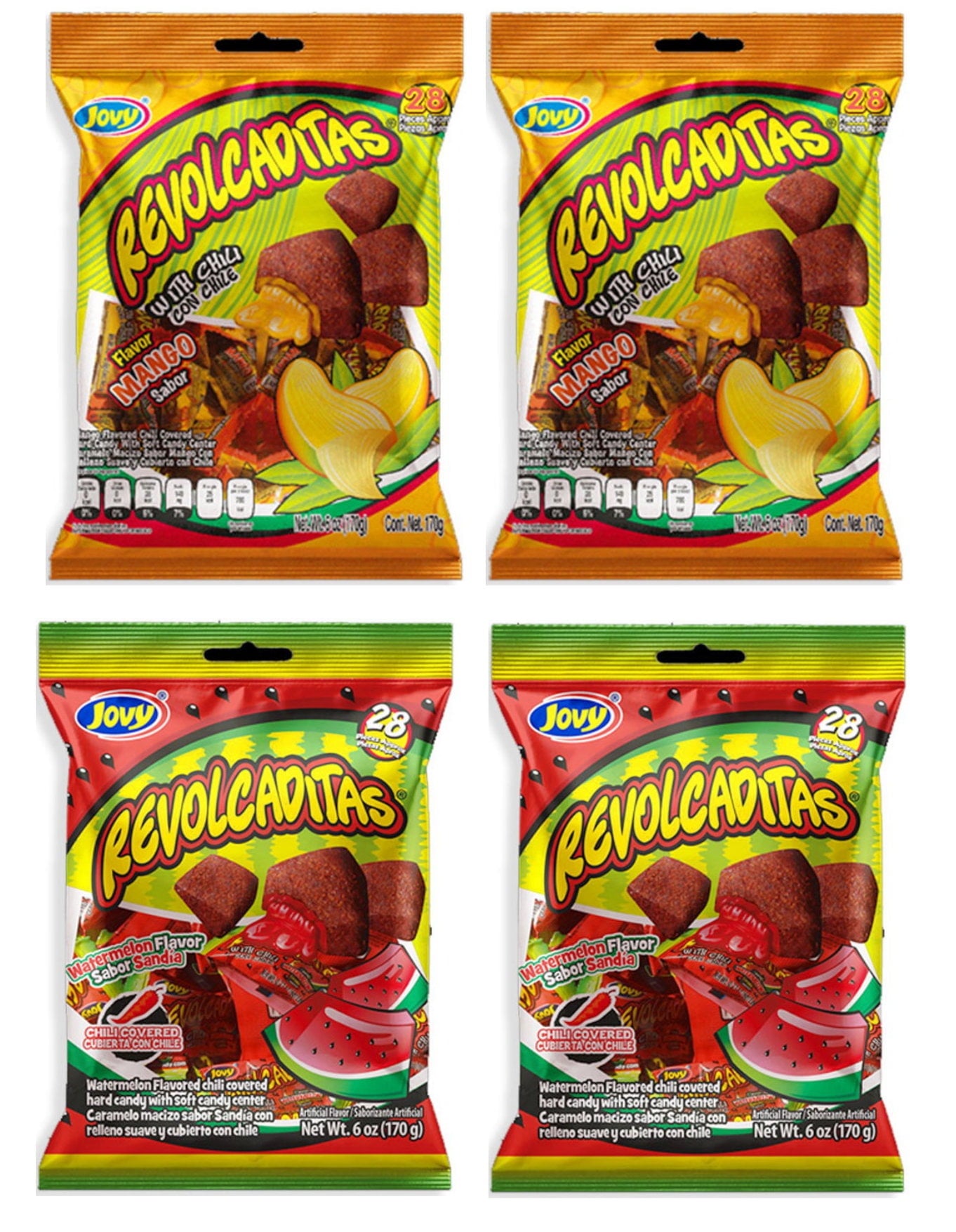 Jovy Revolcaditas Sweet and Spicy Hard Candy Variety 4 Pack, 6 oz