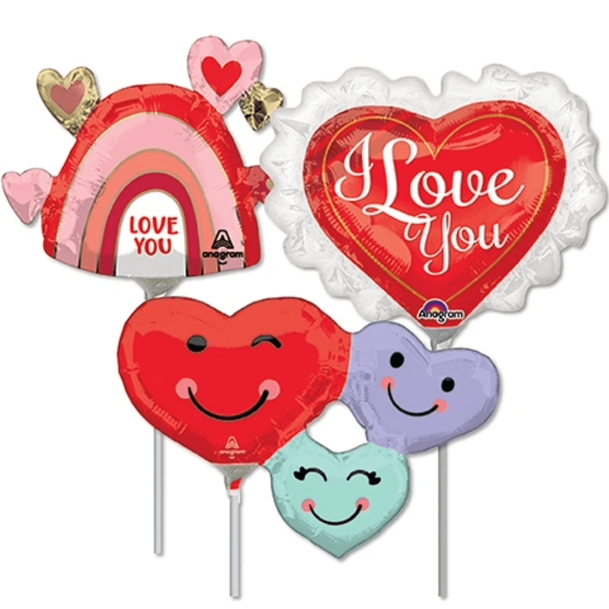 LoonBalloon 14 Inch Love Stick Value Pack Balloons (16 Pack) - Pre-Inflated