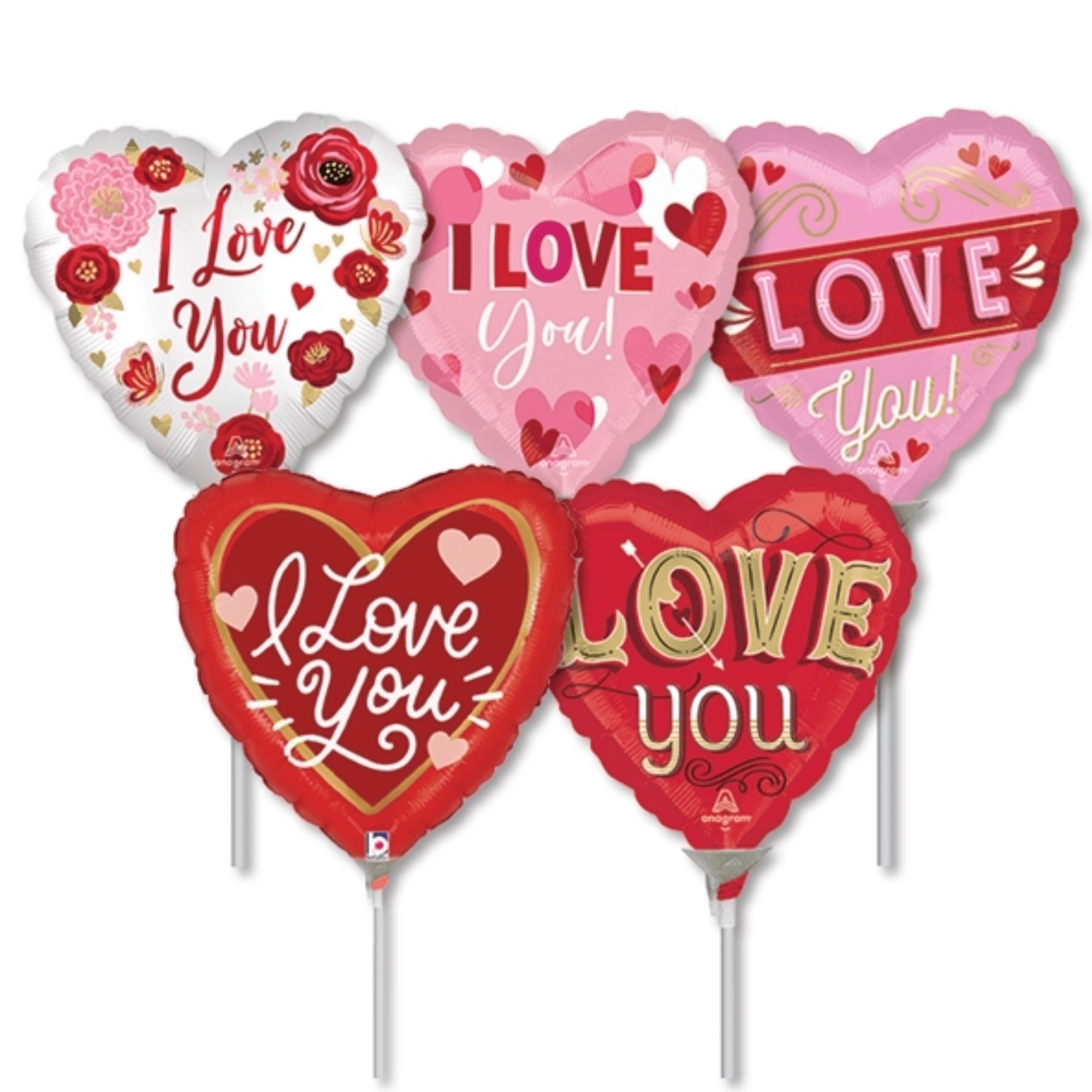 LoonBalloon 9 Inch Love Stick Balloons (30 Pack) - Pre-Inflated
