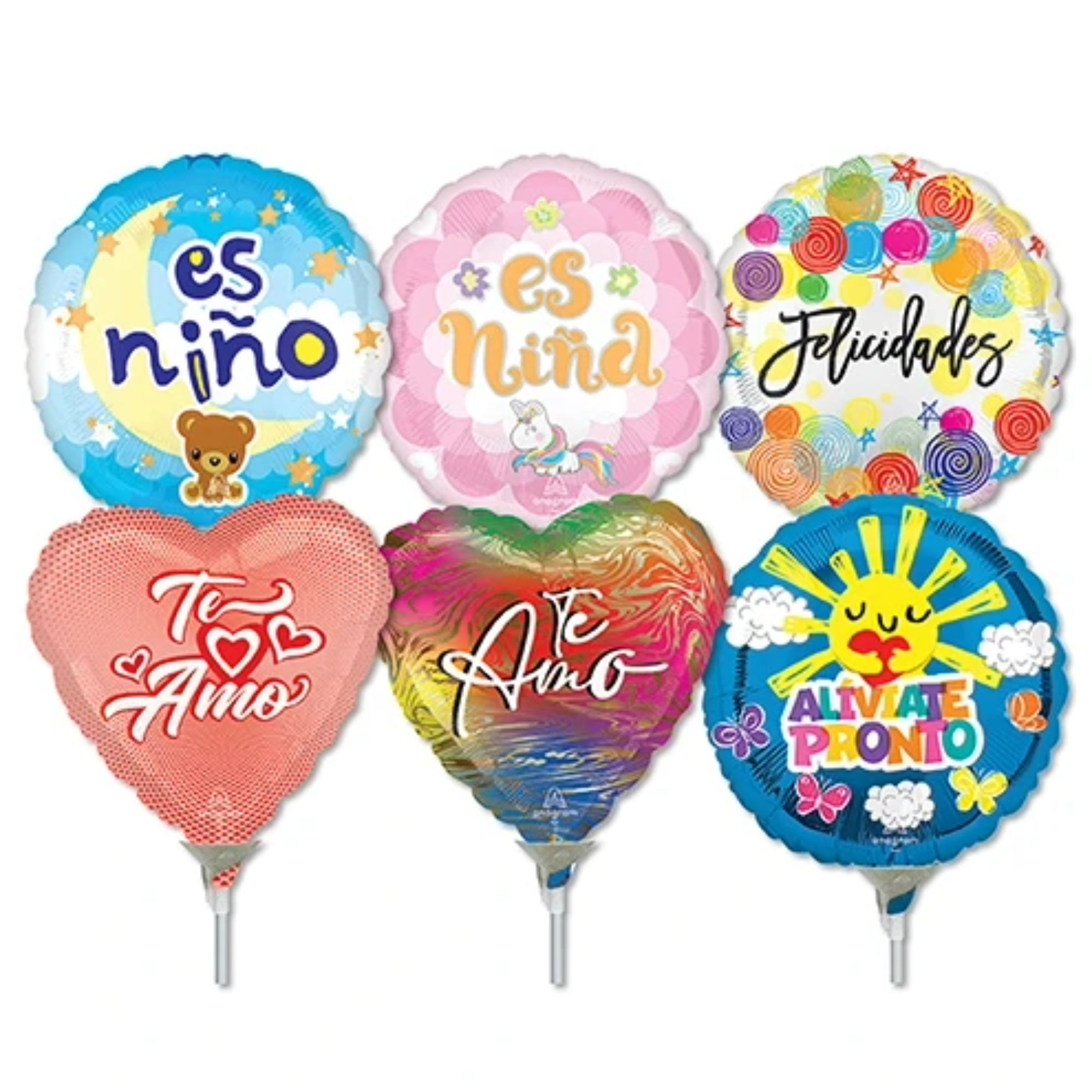 LoonBalloon 9 Inch Spanish Message Stick Value Pack Balloons (30 Pack) - Pre-Inflated