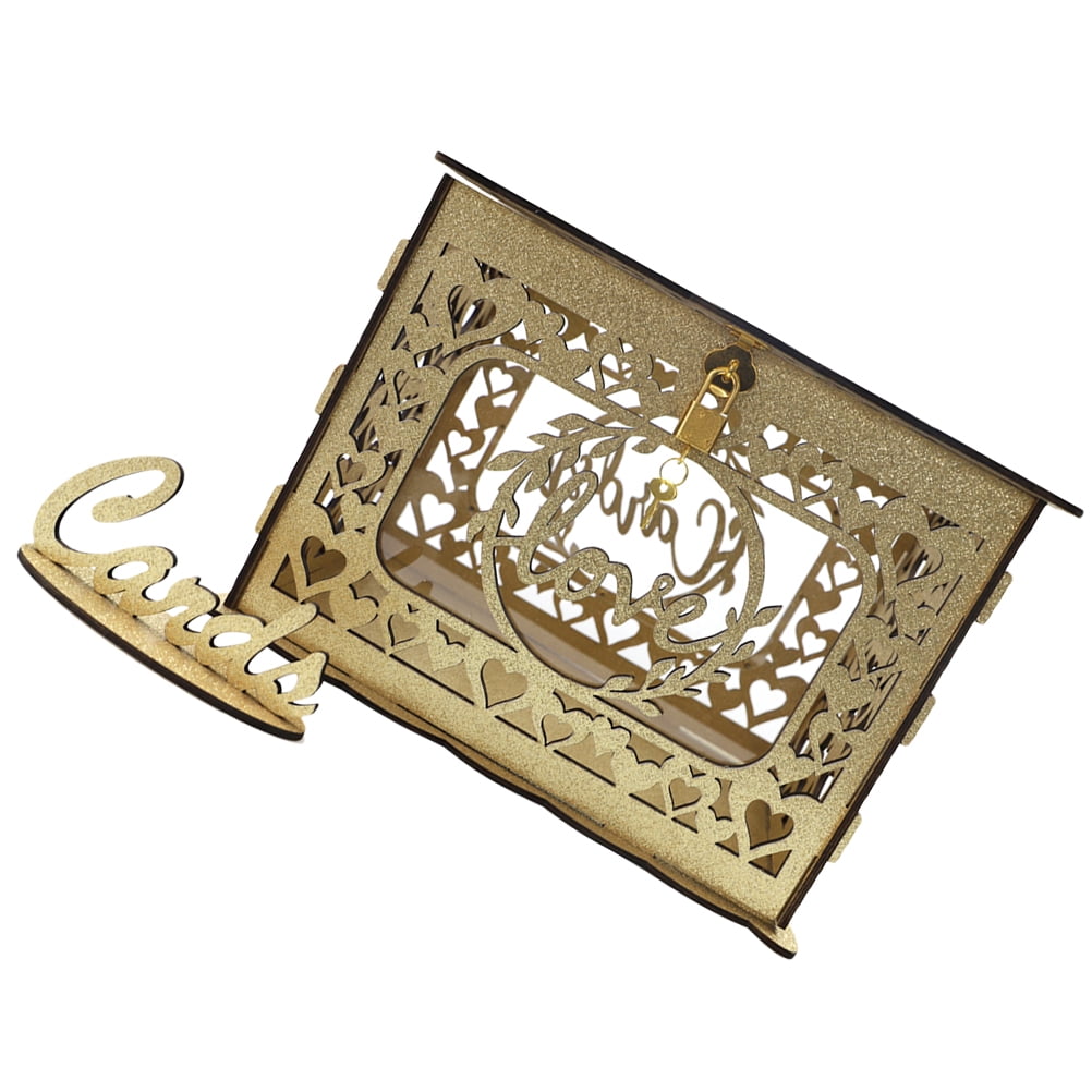 MLINS Wood Card Holder Blessing Container Decoration Invitation Baby Bride Golden