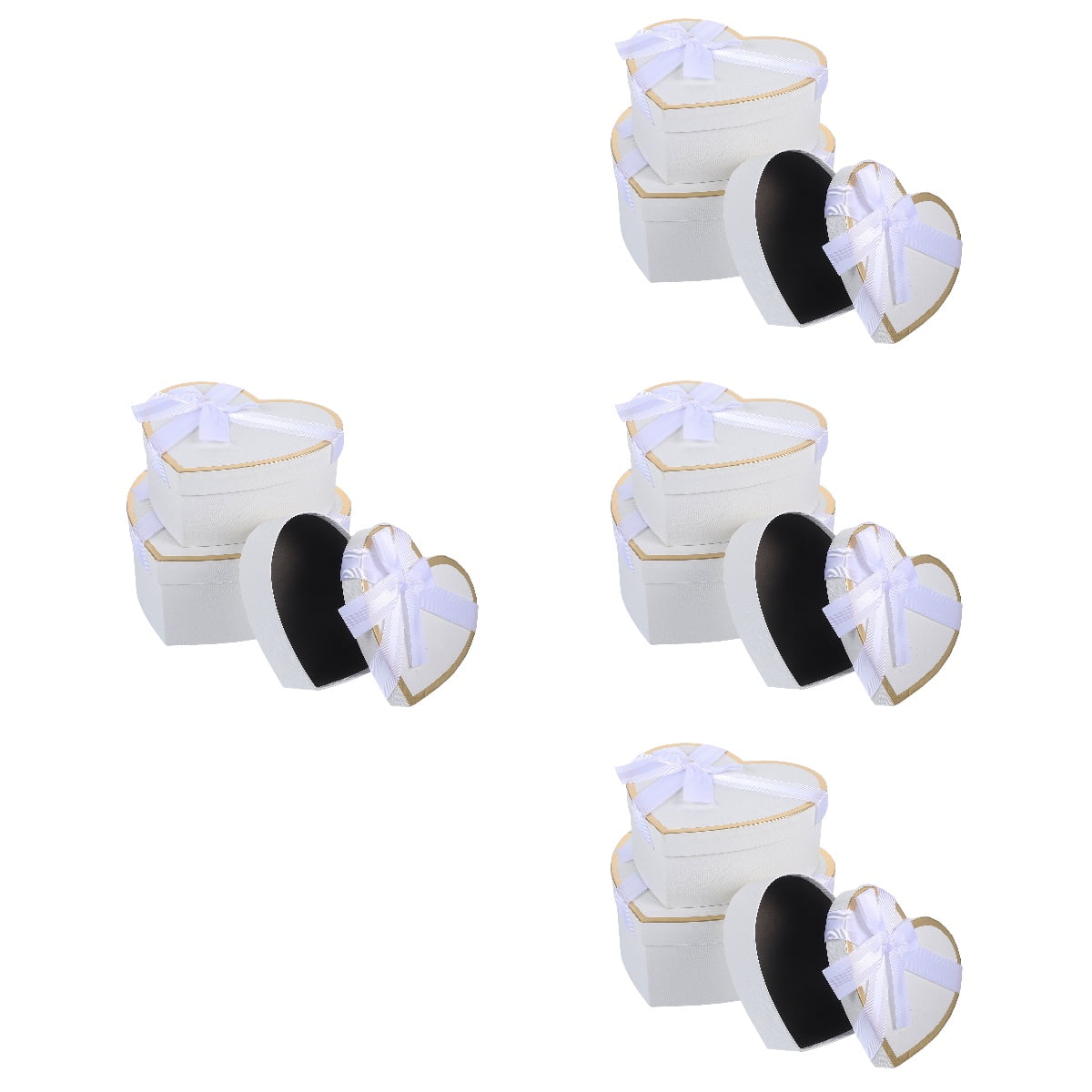 Masteelf 4 Sets Gift Wrapping Paperboard Box Flower Arrangement Boxes Heart Shape Gift Storage Case