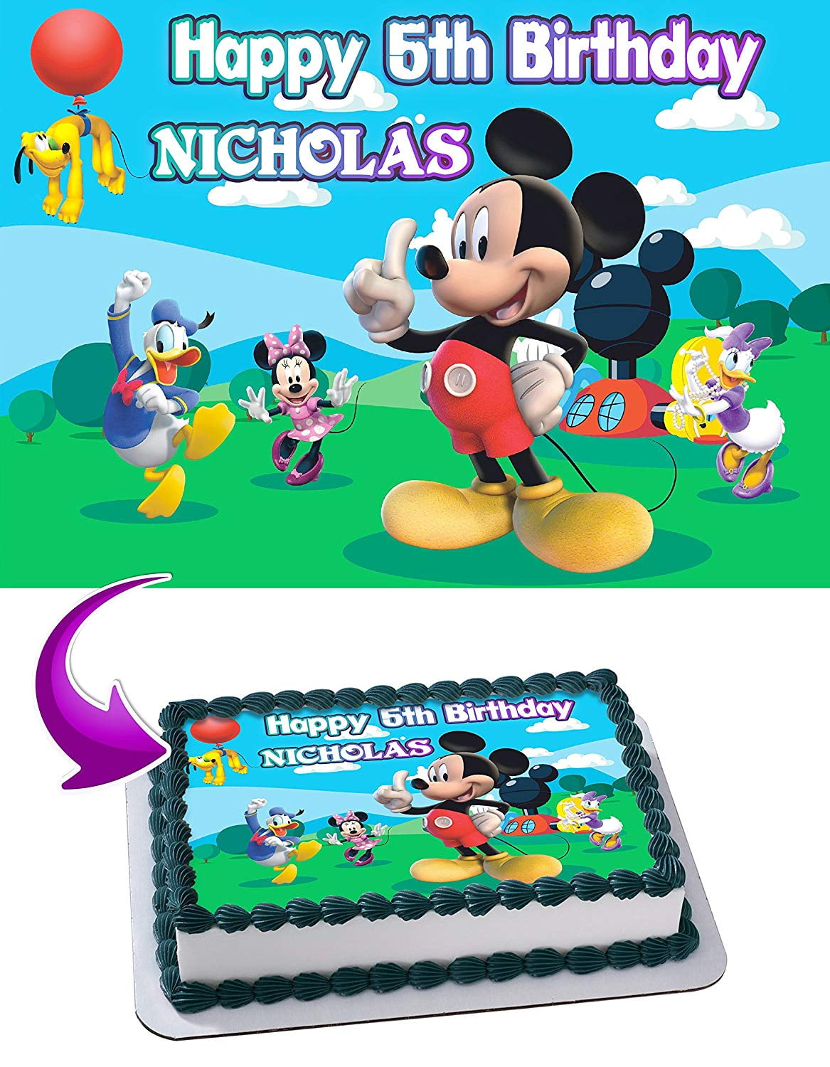 Mickey Mouse Clubhouse - Edible Cake Topper - 11.7 x 17.5 Inches 1/2 Sheet rectangular