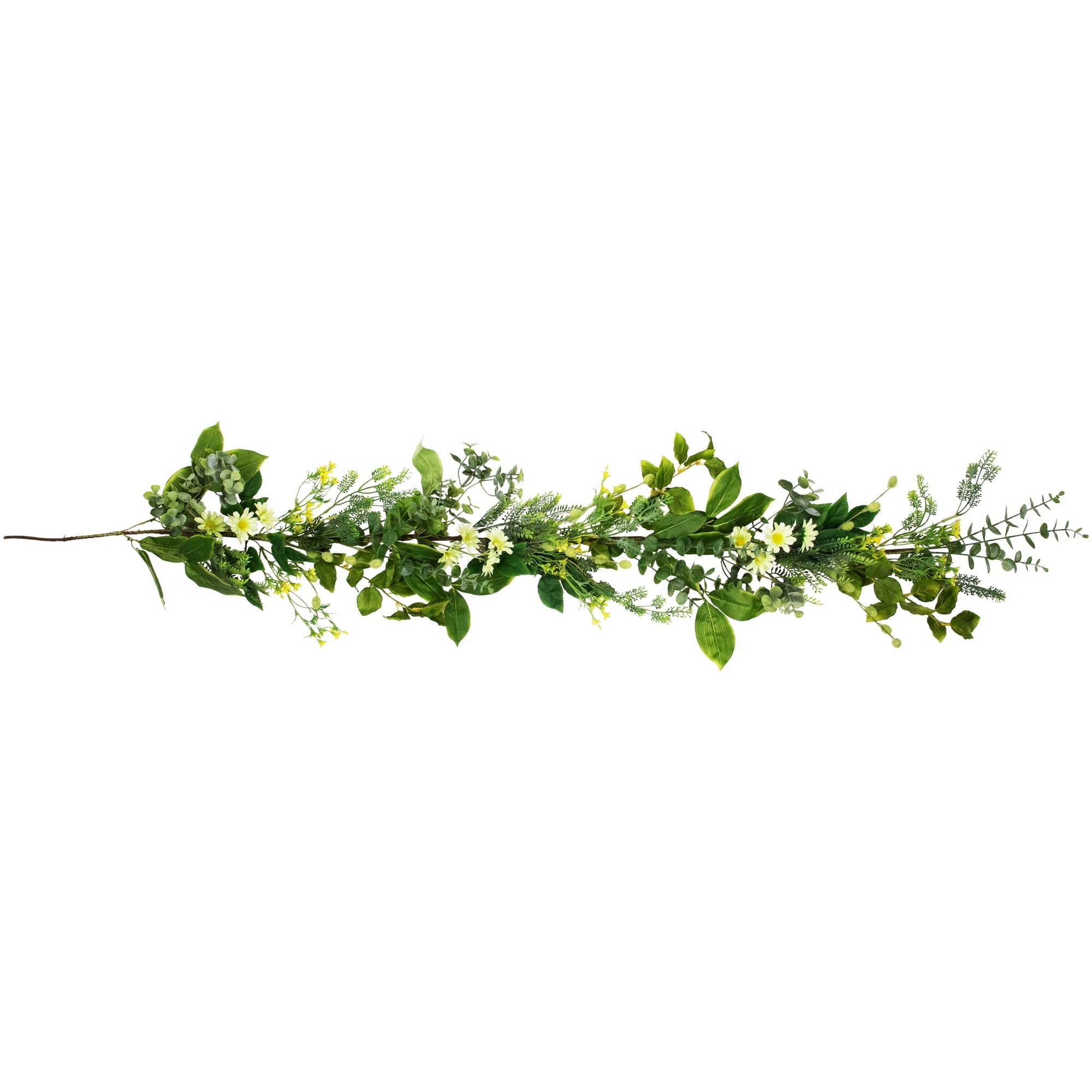 Mixed Foliage and Daisy Spring Garland - 5'