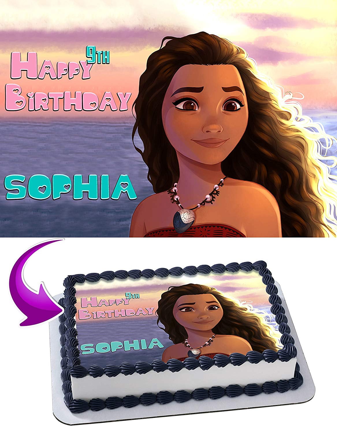 Moana Disney - Edible Cake Topper - 11.7 x 17.5 Inches 1/2 Sheet rectangular