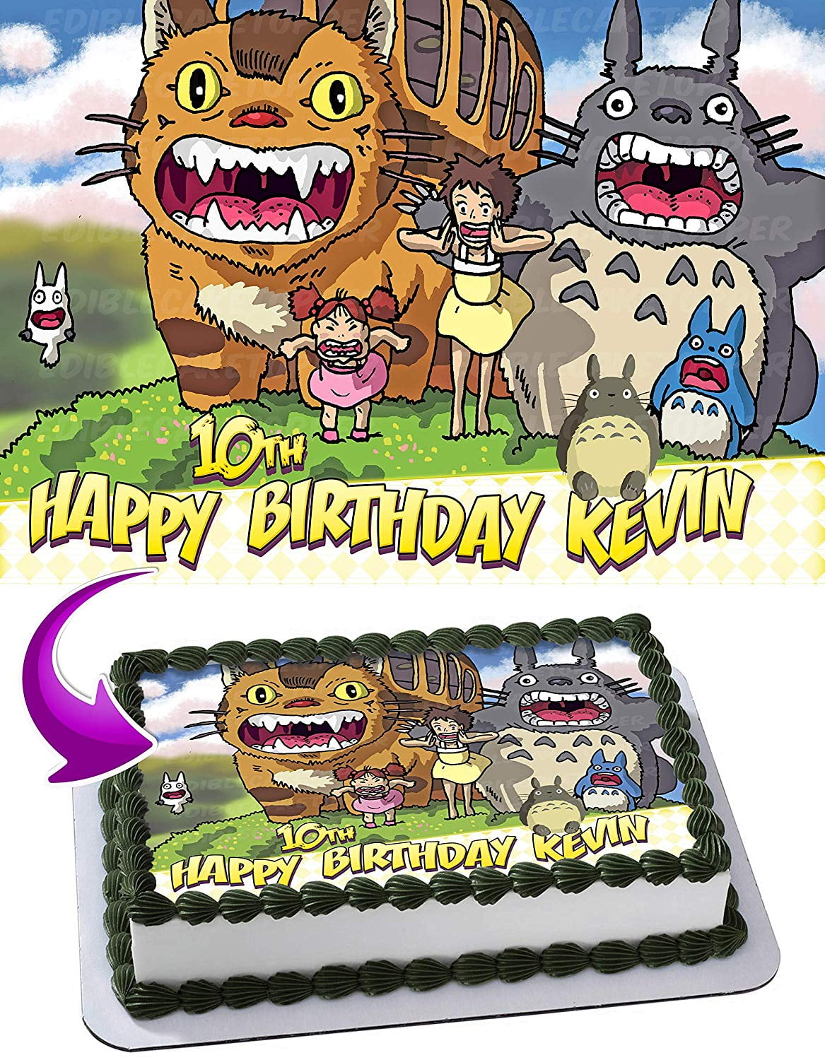 My Neighbor Totoro - Edible Cake Topper - 11.7 x 17.5 Inches 1/2 Sheet rectangular