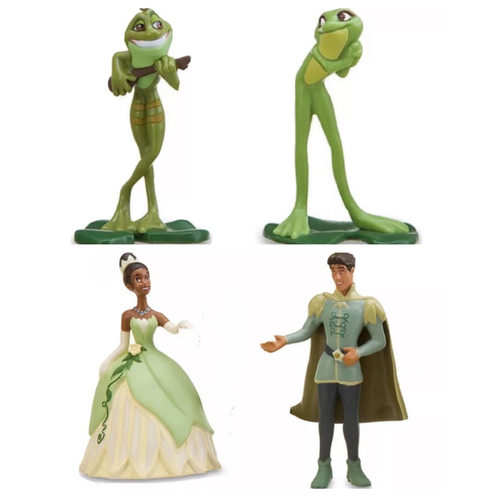 Naveen as Prince & Toad Tiana as Princess & Frog 4 PVC 3" Figure Cake Topper New