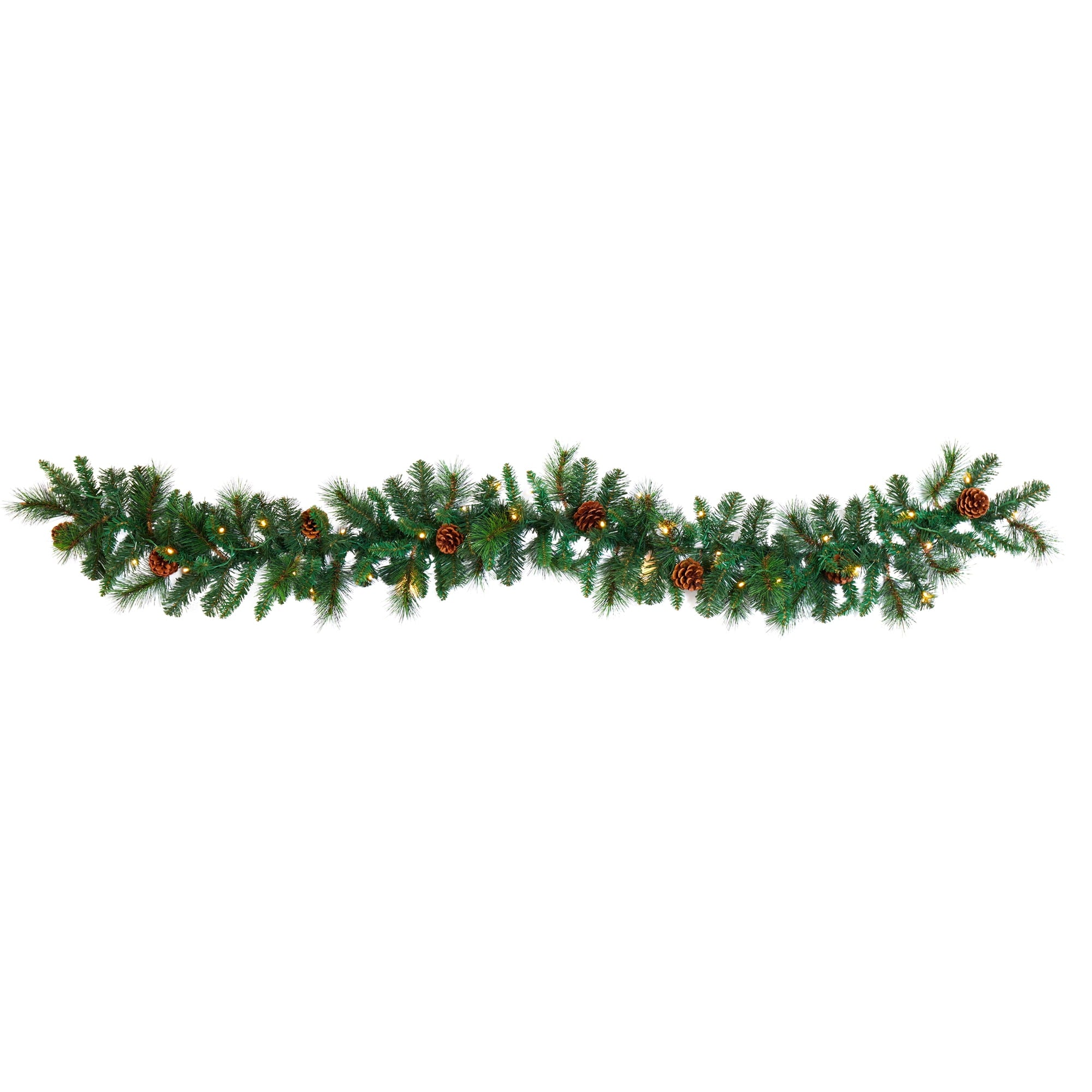 Nearly Natural Holiday Pine Prelit Battery Operated Garland, 5.00" (Assorted Colors)
