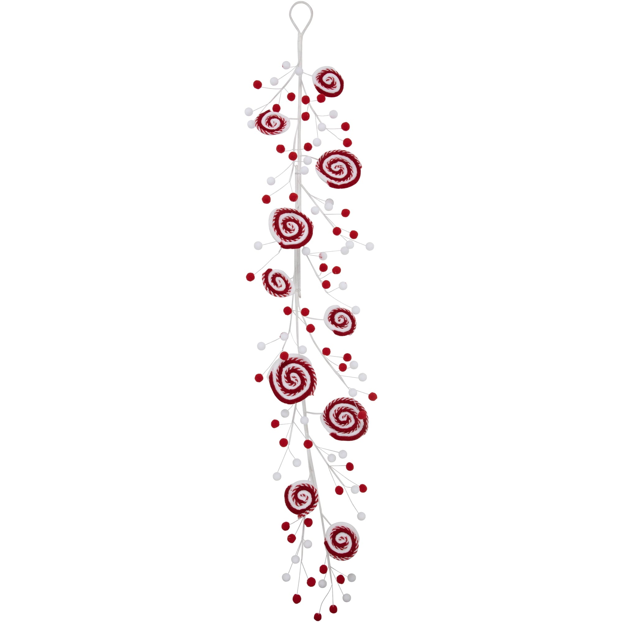 Northlight 30" Candy Cane Swirls and Pom Poms Christmas Garland