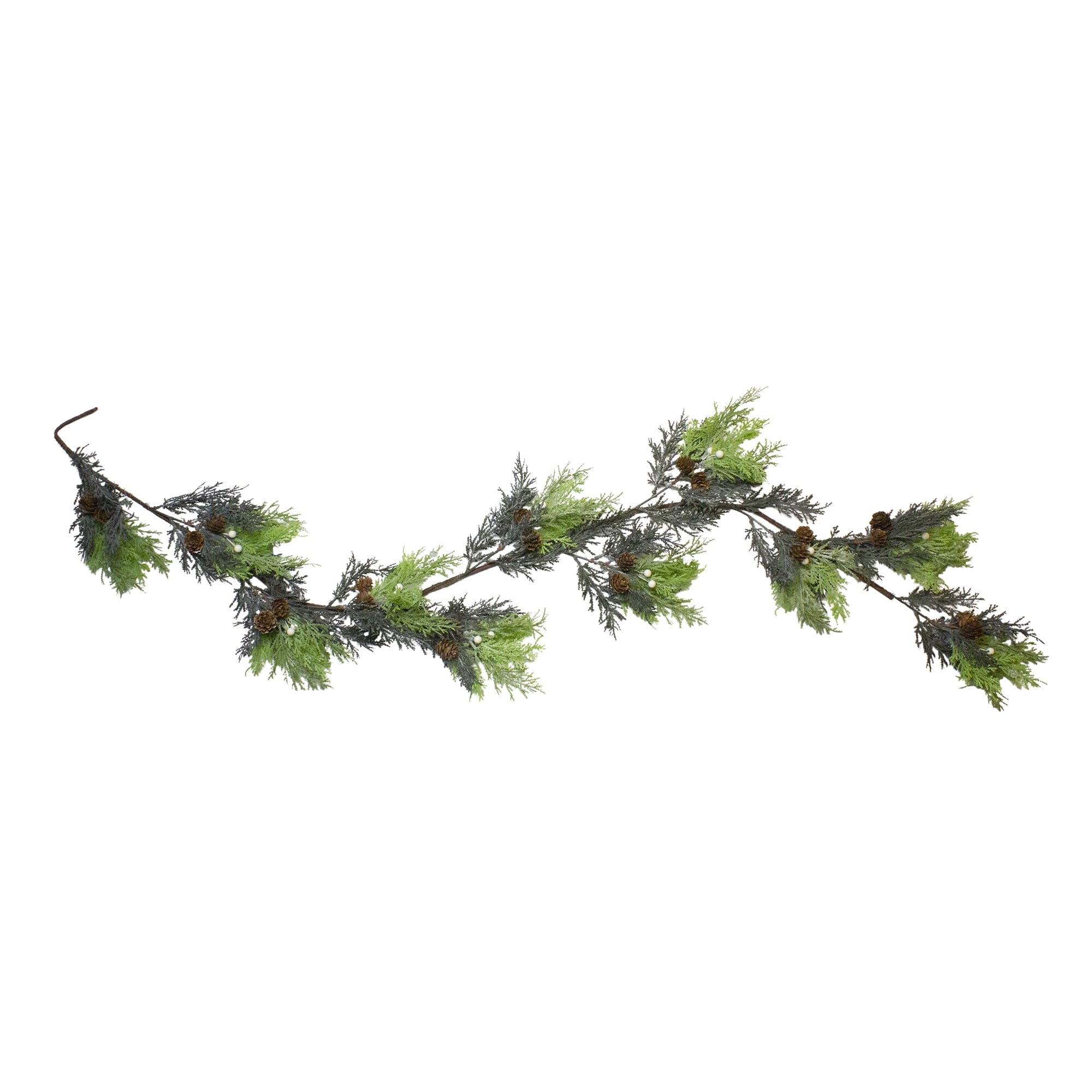 Northlight 5' Leaves Berry and Cedar Glittered Dusted Artificial Christmas Garland - Unlit